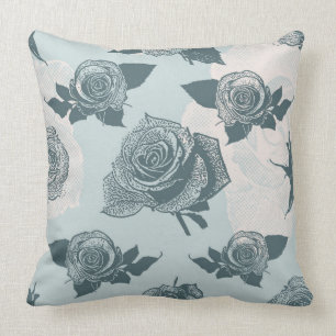 Floral pattern with rose throw pillow