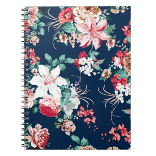Floral pattern with roses and small flowers with v notebook