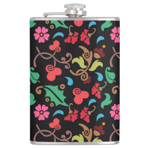 Floral Pattern With Smooth Colour Background-45673 Hip Flask