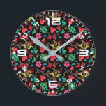 Floral Pattern With Smooth Colour Background-45673 Round Clock<br><div class="desc">Floral Pattern With Smooth Colour Background-45673</div>