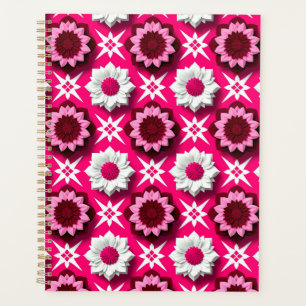 Floral Pattern With Vibrant Pink and White Lotus Planner
