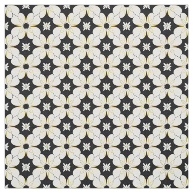 Floral Pattern with White and Yellow Flower Fabric (Swatch)