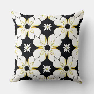 Floral Pattern with White and Yellow Flower Throw Pillow