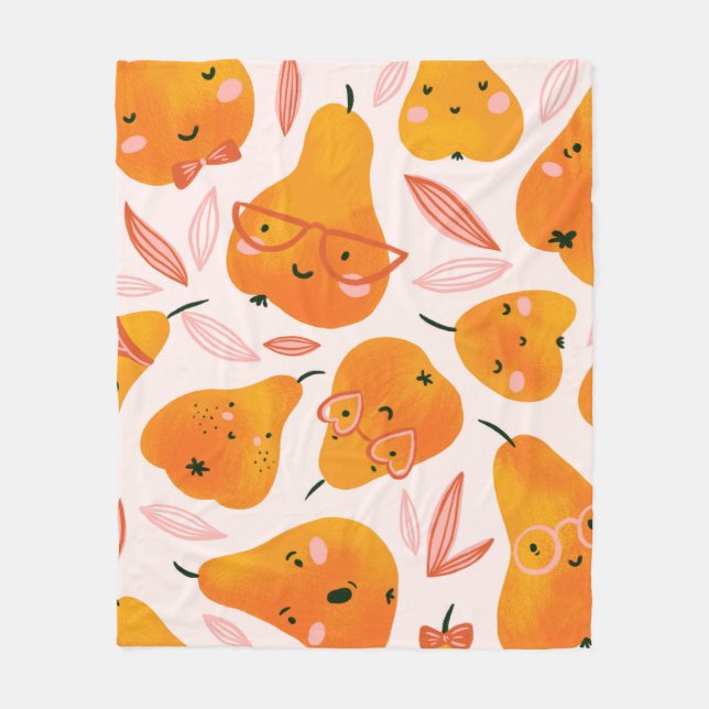 Floral pattern with white orchids, isolated on a d fleece blanket (Front)