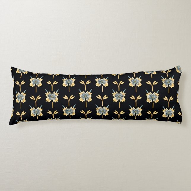 Floral Pattern With Yellow Flowers Body Pillow (Front)