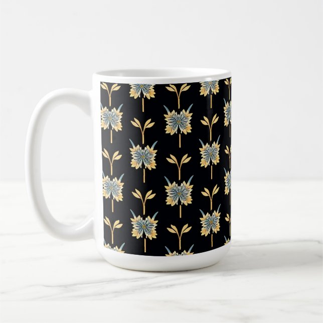 Floral Pattern With Yellow Flowers Coffee Mug (Left)