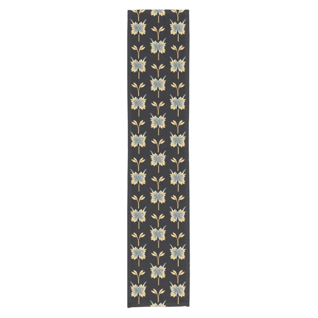 Floral Pattern With Yellow Flowers Short Table Runner (Front)