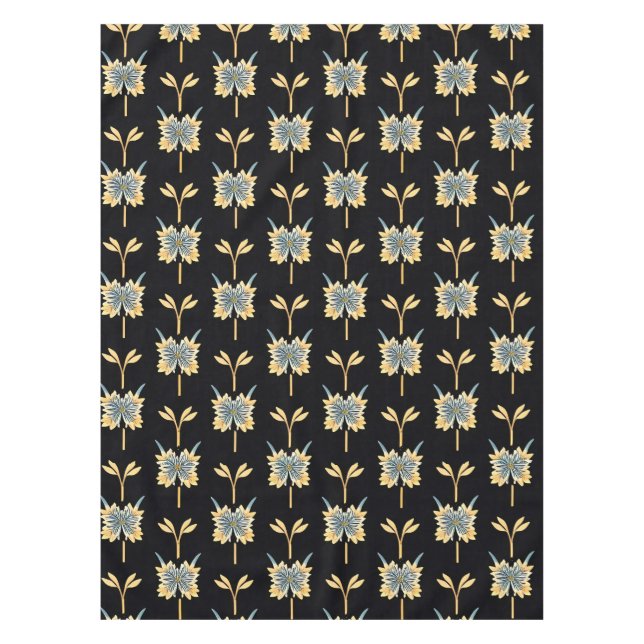 Floral Pattern With Yellow Flowers Tablecloth (Front)