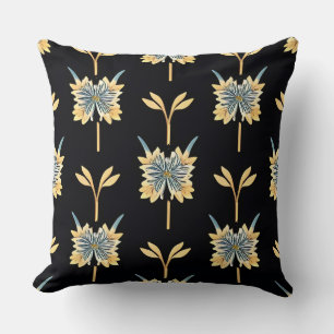 Floral Pattern With Yellow Flowers Throw Pillow