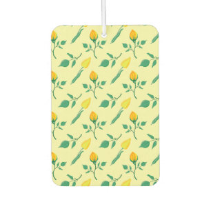 Floral pattern with yellow rose and tulip flowers air freshener