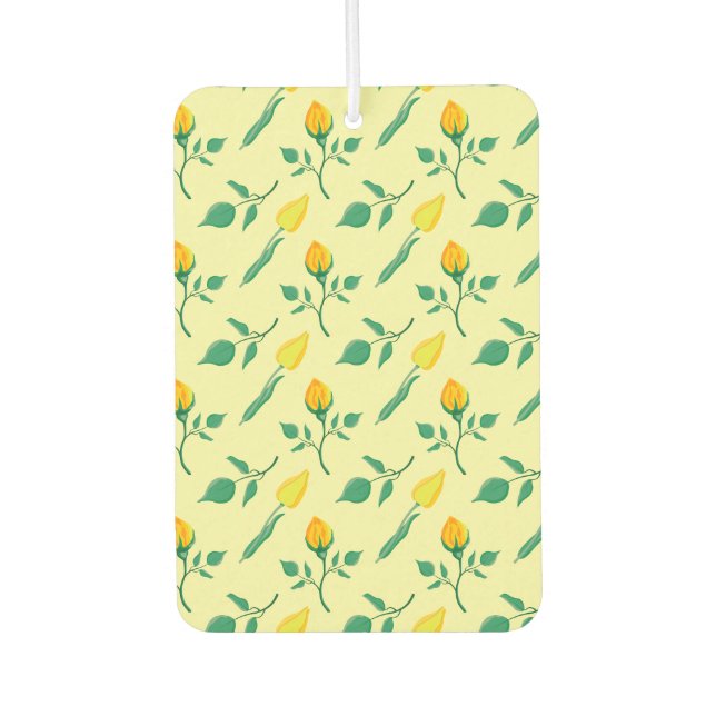 Floral pattern with yellow rose and tulip flowers air freshener (Front)
