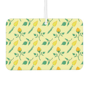 Floral pattern with yellow rose and tulip flowers air freshener