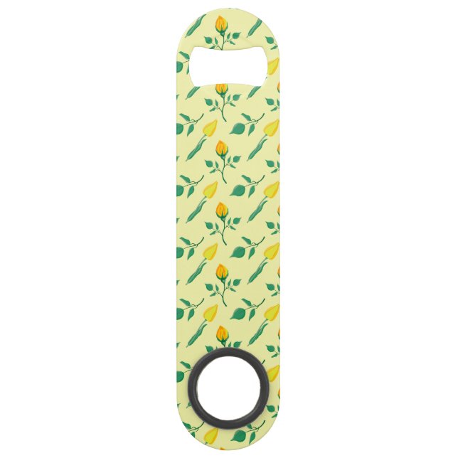 Floral pattern with yellow rose and tulip flowers bar key (Front)