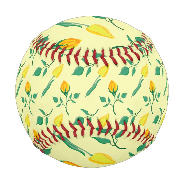 Floral pattern with yellow rose and tulip flowers baseball (Front)