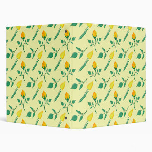 Floral pattern with yellow rose and tulip flowers binder
