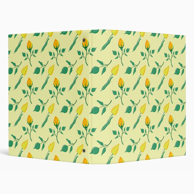 Floral pattern with yellow rose and tulip flowers binder (Background)