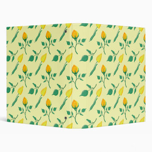 Floral pattern with yellow rose and tulip flowers binder