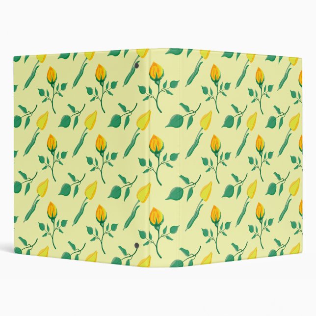 Floral pattern with yellow rose and tulip flowers binder (Background)