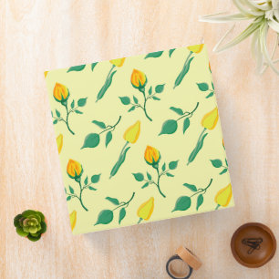 Floral pattern with yellow rose and tulip flowers binder