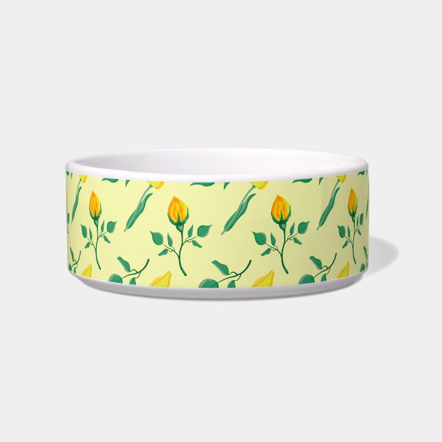 Floral pattern with yellow rose and tulip flowers bowl (Front)