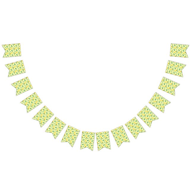 Floral pattern with yellow rose and tulip flowers bunting flags (All)