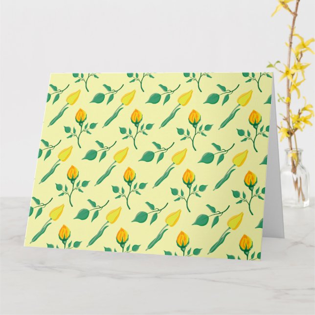 Floral pattern with yellow rose and tulip flowers card (Yellow Flower)