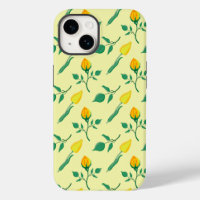 Floral pattern with yellow rose and tulip flowers