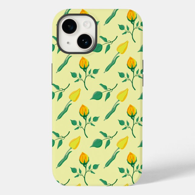 Floral pattern with yellow rose and tulip flowers Case-Mate iPhone case (Back)