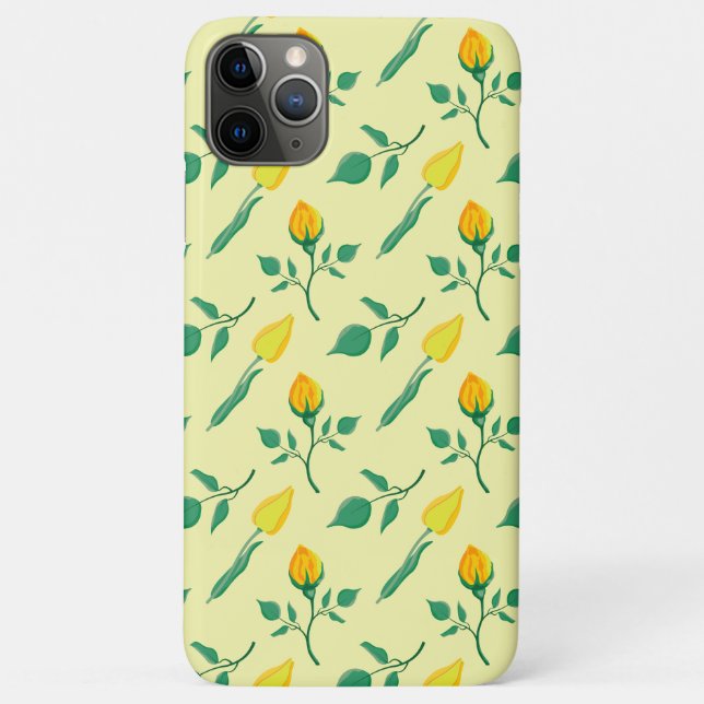 Floral pattern with yellow rose and tulip flowers Case-Mate iPhone case (Back)