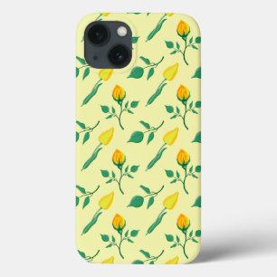 Floral pattern with yellow rose and tulip flowers iPhone 13 case