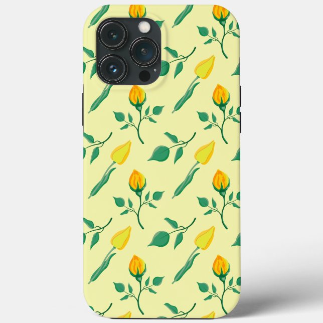Floral pattern with yellow rose and tulip flowers Case-Mate iPhone case (Back)