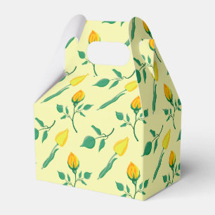 Floral pattern with yellow rose and tulip flowers favor box