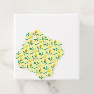 Floral pattern with yellow rose and tulip flowers favour tags