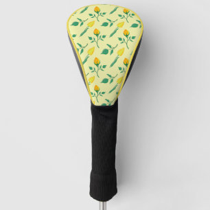 Floral pattern with yellow rose and tulip flowers golf head cover