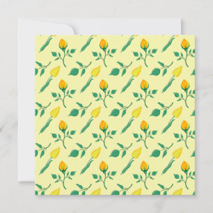 Floral pattern with yellow rose and tulip flowers invitation