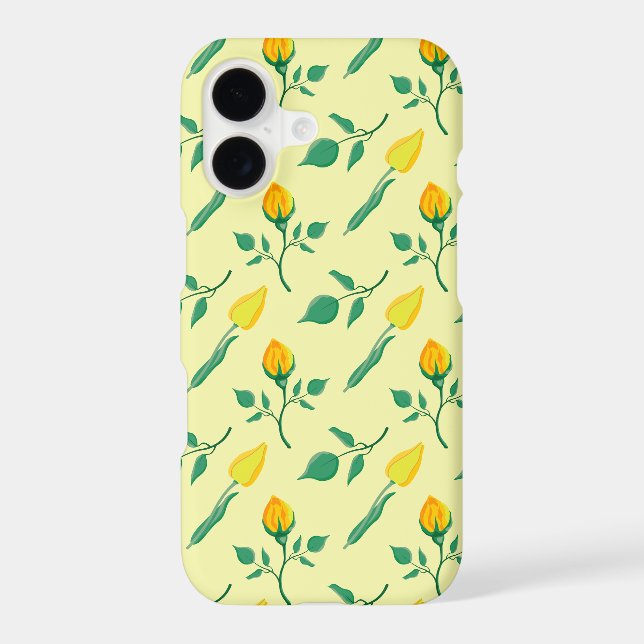 Floral pattern with yellow rose and tulip flowers iPhone case (Back)
