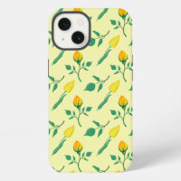 Floral pattern with yellow rose and tulip flowers