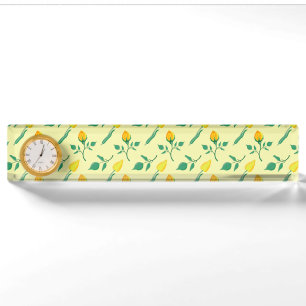 Floral pattern with yellow rose and tulip flowers nameplate