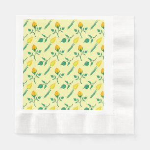 Floral pattern with yellow rose and tulip flowers napkin