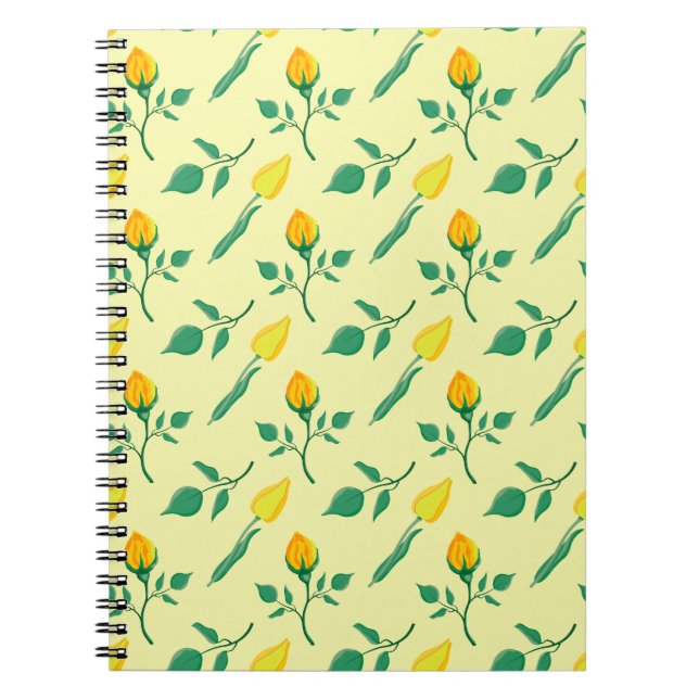 Floral pattern with yellow rose and tulip flowers notebook (Front)