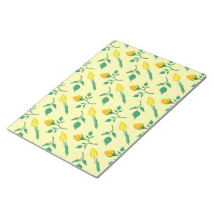 Floral pattern with yellow rose and tulip flowers notepad