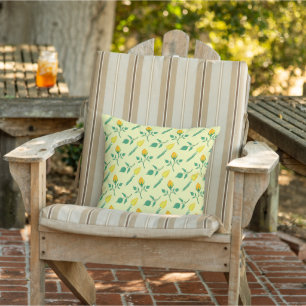 Floral pattern with yellow rose and tulip flowers outdoor pillow