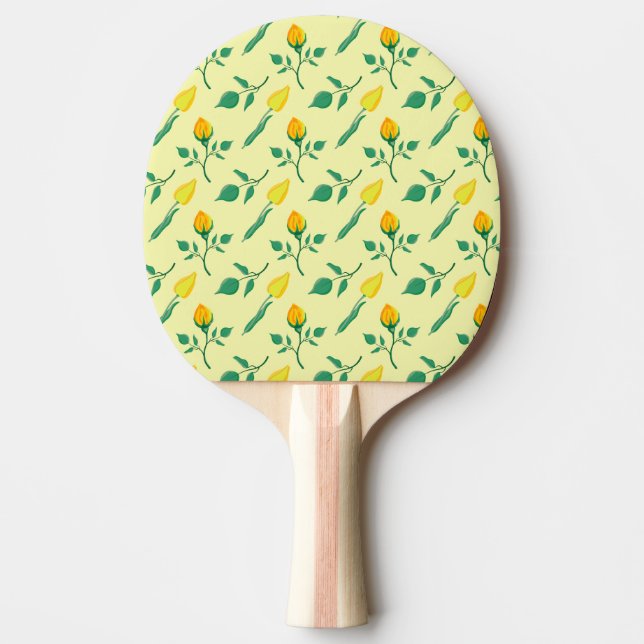 Floral pattern with yellow rose and tulip flowers ping pong paddle (Front)