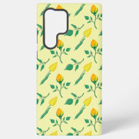 Floral pattern with yellow rose and tulip flowers