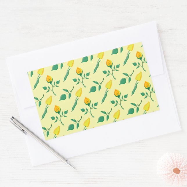 Floral pattern with yellow rose and tulip flowers sticker (Envelope)