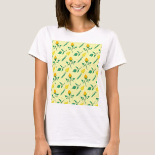 Floral pattern with yellow rose and tulip flowers T-Shirt