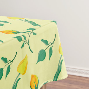 Floral pattern with yellow rose and tulip flowers tablecloth