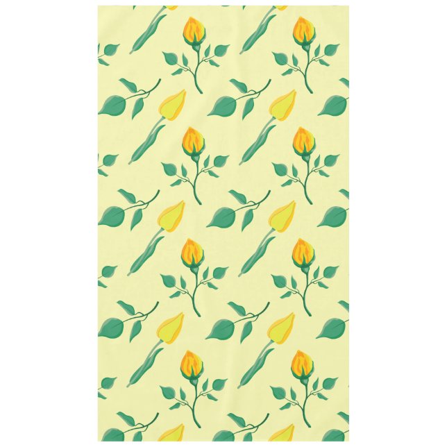 Floral pattern with yellow rose and tulip flowers tablecloth (Front)