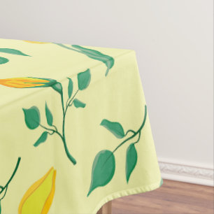 Floral pattern with yellow rose and tulip flowers tablecloth