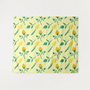 Floral pattern with yellow rose and tulip flowers tapestry